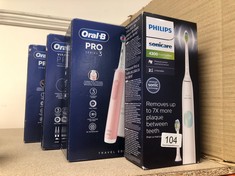 QUANTITY OF HEALTH & BEAUTY ITEMS TO INCLUDE PHILIPS SONICARE PROTECTIVE CLEAN 4300 ELECTRIC TOOTHBRUSH, SONIC TOOTHBRUSH WITH TWO INTENSITY LEVELS, PRESSURE SENSOR AND TIMER, WHITE, MODEL HX6807/51: