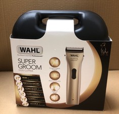 WAHL DOG CLIPPERS, SUPERGROOM PREMIUM DOG GROOMING KIT, FULL COAT DOG CLIPPERS FOR ALL COAT TYPES, LOW NOISE CORDLESS PET CLIPPERS, CHROME, ONE SIZE.: LOCATION - A