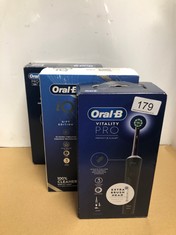 QUANTITY OF HEALTH & BEAUTY ITEMS TO INCLUDE ORAL-B VITALITY PRO ELECTRIC TOOTHBRUSHES FOR ADULTS, FOR HIM / HER, 1 HANDLE, 2 TOOTHBRUSH HEADS, 3 BRUSHING MODES INCLUDING SENSITIVE PLUS, 2 PIN UK PLU