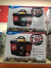 2 X GO CHEF MULTI COOKER - 5L 8 IN 1 ELECTRIC SLOW COOKER POT, ROAST, SLOW COOK, STEAM, POACH, FRY, BOIL, BAKE AND FONDUE - EASY TO USE, NON STICK - GREAT RICE COOKER AND DEEP FAT FRYER: LOCATION - A