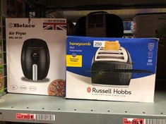 QUANTITY OF KITCHEN & APPLIANCES ITEMS TO INCLUDE RUSSELL HOBBS HONEYCOMB 4 SLICE TOASTER (INDEPENDENT & EXTRA WIDE SLOTS WITH HIGH LIFT, 6 BROWNING LEVELS, FROZEN/CANCEL/REHEAT FUNCTION, REMOVABLE C