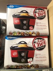 X2  GO CHEF MULTI COOKER - 5L 8 IN 1 ELECTRIC SLOW COOKER POT, ROAST, SLOW COOK, STEAM, POACH, FRY, BOIL, BAKE AND FONDUE - EASY TO USE, NON STICK - GREAT RICE COOKER AND DEEP FAT FRYER: LOCATION - D