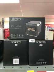 QUANTITY OF TV & AUDIO ITEMS TO INCLUDE ROBERTS SOUND 48 DAB+ FM USB CD RADIO ALARM CLOCK BLACK: LOCATION - E