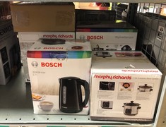 QUANTITY OF KITCHEN & APPLIANCES ITEMS TO INCLUDE BOSCH COUNTRY II TWK7503GB CORDLESS KETTLE, 1.7 LITRES, 3000 W - BL STAINLESS STEEL ELECTRIC KETTLE WITH 3000W FAST BOIL, AUTO SHUT-OFF, BOIL-DRY PRO