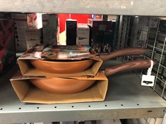 2 X V18993 COPPER STONE FRYING PAN-24 CM, CERAMIC: LOCATION - F