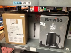 QUANTITY OF KITCHEN & APPLIANCES ITEMS TO INCLUDE BREVILLE VKT143 NEW YORK COLLECTION JUG KETTLE, 3 KW FAST BOIL, 1.7 LITRES, MATT BLACK STAINLESS STEEL: LOCATION - G