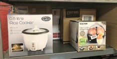 QUANTITY OF KITCHEN & APPLIANCES ITEMS TO INCLUDE SALTER ELECTRIC MULTI EGG COOKER - 6 EGG CAPACITY BOILER, GREAT FOR SOFT DIPPY, HARD & POACHED EGGS, INCLUDES MEASURING CUP, REMOVABLE EGG RACK AND 2