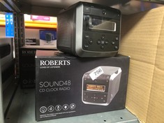 QUANTITY OF TV & AUDIO ITEMS TO INCLUDE ROBERTS SOUND 48 DAB/DAB+/FM STEREO CLOCK RADIO WITH CD, BLUETOOTH, USB PLAYBACK/CHARGING - BLACK: LOCATION - J