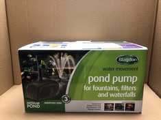 BLAGDON MIDIPOND HIGH PERFORMANCE POND PUMP TO RUN FOUNTAINS, WATERFALLS & FILTERS, 5 FOUNTAIN HEADS, ADJUSTABLE EXTENSION PIPES, FITTINGS INCLUDED, EASY CLEAN, FOR PONDS UP TO 3582 LITRES, BLACK.: L