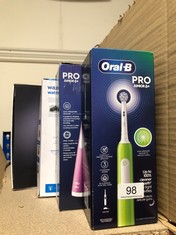 QUANTITY OF HEALTH & BEAUTY ITEMS TO INCLUDE ORAL-B PRO JUNIOR KIDS ELECTRIC TOOTHBRUSH, 1 TOOTHBRUSH HEAD, 3 MODES WITH KID-FRIENDLY SENSITIVE MODE, FOR AGES 6+, 2 PIN UK PLUG, GREEN: LOCATION - A