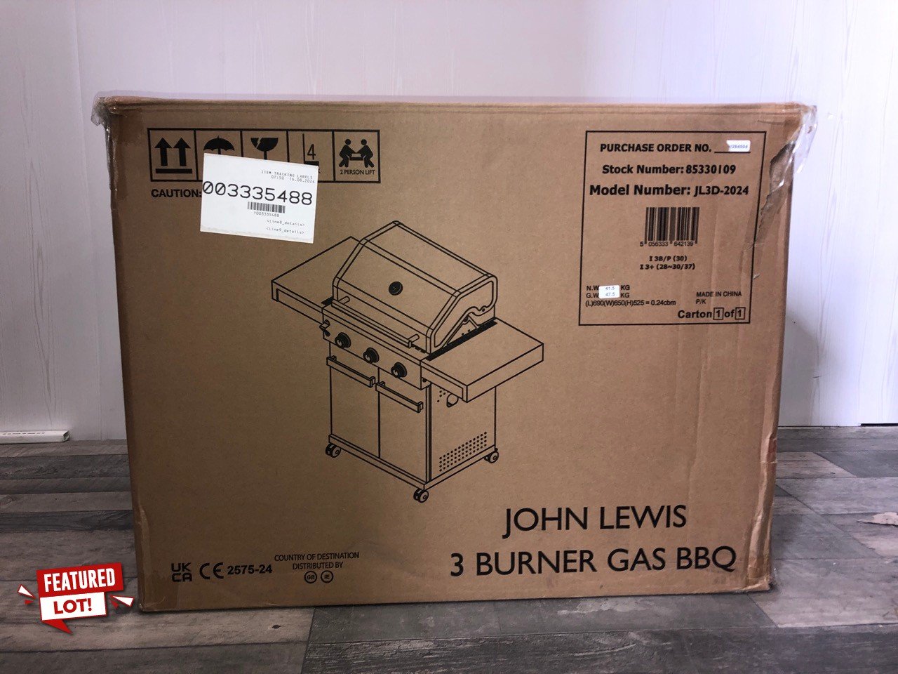 JOHN LEWIS 3 BURNER GAS BBQ: LOCATION - PHOTO BOOTH(COLLECTION OR OPTIONAL DELIVERY AVAILABLE)