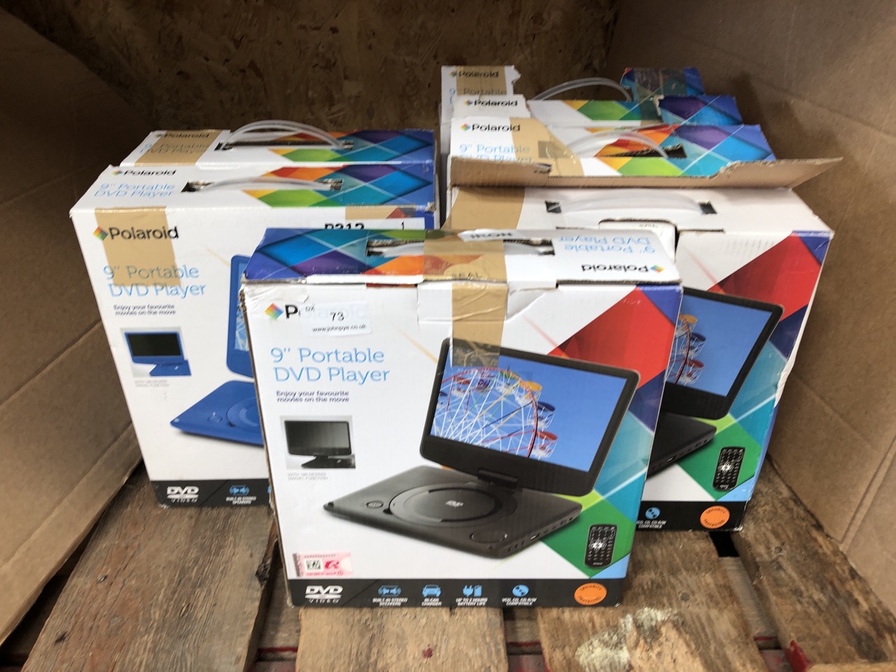 7 X POLAROID 9" PORTABLE DVD PLAYERS: LOCATION - LEFT RACK(COLLECTION OR OPTIONAL DELIVERY AVAILABLE)