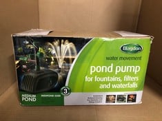 BLAGDON MIDIPOND HIGH PERFORMANCE POND PUMP TO RUN FOUNTAINS, WATERFALLS & FILTERS, 5 FOUNTAIN HEADS, ADJUSTABLE EXTENSION PIPES, FITTINGS INCLUDED, EASY CLEAN, FOR PONDS UP TO 3582 LITRES, BLACK.: L