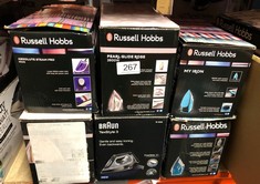 QUANTITY OF KITCHEN & APPLIANCES ITEMS TO INCLUDE RUSSELL HOBBS 25910 ABSOLUTE STEAM IRON WITH 160 GRAM STEAM SHOT, ANTI-CALC AND SELF CLEAN FUNCTIONS, 2600 W, PURPLE/WHITE: LOCATION - B