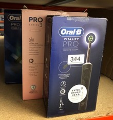 QUANTITY OF HEALTH & BEAUTY ITEMS TO INCLUDE ORAL-B VITALITY PRO ELECTRIC TOOTHBRUSHES FOR ADULTS, FOR HIM / HER, 1 HANDLE, 2 TOOTHBRUSH HEADS, 3 BRUSHING MODES INCLUDING SENSITIVE PLUS, 2 PIN UK PLU