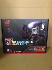 ASUS ROG STRIX B650E-E GAMING WIFI AMD RYZEN AM5 ATX MOTHERBOARD, 16 + 2 POWER STAGES, DDR5, FOUR M.2 SLOTS, PCIE 5.0, WIFI 6E, 2.5G LAN, USB 3.2 GEN 2X2 TYPE-C REAR I/O PORT, AND AURA SYNC RGB.: LOC