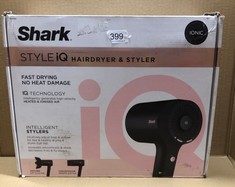 SHARK STYLE IQ HAIR DRYER & STYLER 2-IN-1 WITH CONCENTRATOR & CURL-DEFINING DIFFUSER, IONIC, FAST DRYING, NO HEAT DAMAGE, COOL SHOT, AUTO HEAT & AIRFLOW SETTINGS, BLACK/ROSE GOLD HD110UK.: LOCATION -