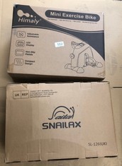 QUANTITY OF ITEMS TO INCLUDE HIMALAYA MINI EXERCISE BIKE USED FOR WEIGHT LOSS AND CARDIO + SNAILAX BACK MASSAGER WITH HEAT AND KNEADING: LOCATION - D