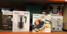 QUANTITY OF KITCHEN & APPLIANCES ITEMS TO INCLUDE SALTER ELECTRIC MULTI EGG COOKER - 6 EGG CAPACITY BOILER, GREAT FOR SOFT DIPPY, HARD & POACHED EGGS, INCLUDES MEASURING CUP, REMOVABLE EGG RACK AND 2