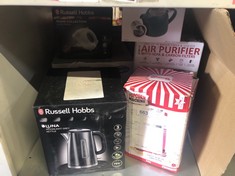 QUANTITY OF KITCHEN & APPLIANCES ITEMS TO INCLUDE RUSSELL HOBBS LUNA GREY STAINLESS STEEL 1.7L CORDLESS ELECTRIC KETTLE (QUIET & FAST BOIL 3KW, REMOVABLE WASHABLE ANTI-SCALE FILTER, EASY PUSH BUTTON