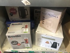 QUANTITY OF KITCHEN & APPLIANCES ITEMS TO INCLUDE BREVILLE BLEND ACTIVE PERSONAL BLENDER & SMOOTHIE MAKER | 350W | 2 PORTABLE BLEND ACTIVE BOTTLES (600ML) | LEAK PROOF LIDS | WHITE & GREEN [VBL246]: