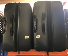 2X NAVY BLUE IT LUGGAGE SUITCASES WITH PLASTIC SHELL: LOCATION - F