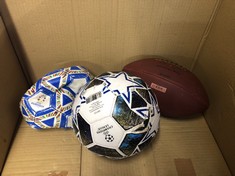 QUANTITY OF SPORTS & EXERCISE ITEMS TO INCLUDE UEFA CHAMPIONS LEAGUE FOOTBALL, SIZE 5, OFFICIALLY LICENSED BY HY-PRO, TRAINING, MATCH, MERCHANDISE, COLLECTIBLE FOR KIDS AND ADULTS, GREAT FOOTBALL GIF