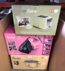 QUANTITY OF KITCHEN & APPLIANCES ITEMS TO INCLUDE SWAN ST19010GN RETRO 2-SLICE TOASTER WITH DEFROST/REHEAT/CANCEL FUNCTIONS, CORD STORAGE, 815W, RETRO GREEN: LOCATION - G