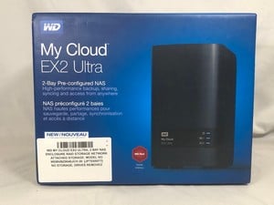 WD MY CLOUD EX2 ULTRA, 2 BAY NAS ENCLOSURE RAID STORAGE NETWORK ATTACHED STORAGE MODEL NO WDBVBZ0040JCH-20: LOCATION - A RACK