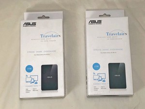 X2 ASUS 1TB TRAVELAIR N WIRELESS HARD DRIVE & SD CARD READER, WITH NFC AND USB 3.0.: LOCATION - A RACK