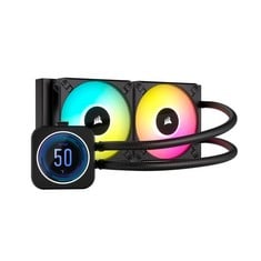 1 X CORSAIR ICUE H100I ELITE LCD XT LIQUID CPU COOLER - IPS LCD SCREEN - TWO AF120 RGB ELITE FANS - 240MM RADIATOR - FITS INTEL® LGA 1700, AMD® AM5, AND MORE - INCLUDED ICUE COMMANDER CORE - BLACK. R