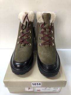 JOHN LEWIS HIKER WARM LINED GREEN KHAKI BOOTS - SIZE 6 (239481))