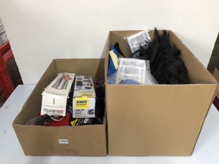 2 X BOXES OF ASSORTED ITEMS INC. ROLSON 2.0M X 12MM CABLE LOCK