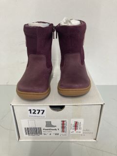 CLARKS FLASH CLOUDY BERRY LEATHER CHILDREN'S BOOT - SIZE 5.5 F (639761)