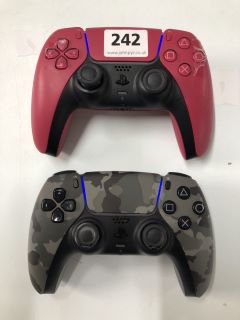 2X SONY PLAYSTATION 5 DUAL SENSE CONTROLLER - COSMIC RED AND GREY CAMOFLAUGE