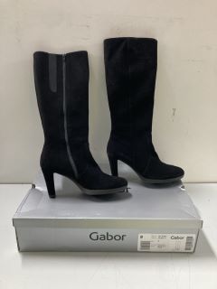 GABOR FRANCES LONG BLACK SUEDE BOOTS - SIZE: 8 (655262)