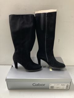 GABOR FRANCES LONG BLACK SUEDE BOOTS - SIZE: 7 (655262)