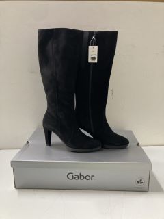 GABOR FRANCES LONG BLACK SUEDE BOOTS - SIZE: 7 1/2 (655262)