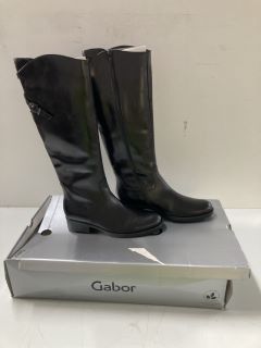 GABOR ANIMATE BLACK LEATHER BOOTS - SIZE: 6 (655262)