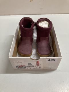 CLARKS FIRST SHOE FLASH CLOUDY BERRY LEATHER CHILDREN'S BOOTS - SIZE:3 (636209)