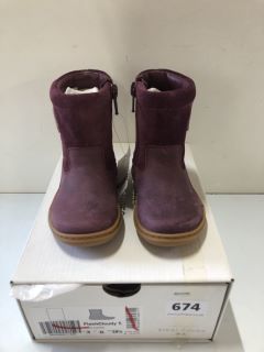 CLARKS FLASH CLOUDY BERRY LEATHER CHILDREN'S BOOTS - SIZE: 3 (629163)