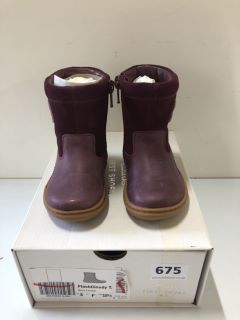 CLARKS FLASH CLOUDY BERRY LEATHER CHILDREN'S BOOTS - SIZE: 3 (629163)