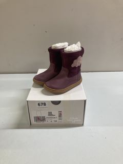 CLARKS FLASH CLOUDY BERRY LEATHER CHILDREN'S BOOTS - SIZE: 4 (629163)