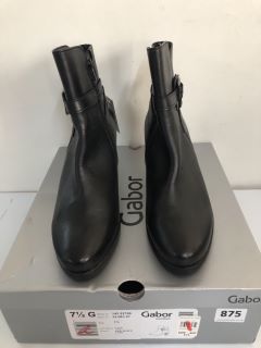 GABOR COMFORT VAAD WIDE BLACK LEATHER BOOTS - SIZE 7.5 (663049)