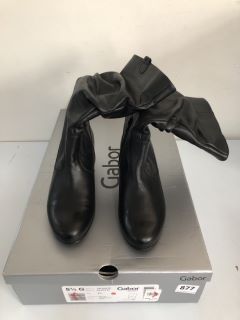 GABOR COMFORT RACHEL WIDE BLACK LEATHER BOOTS - SIZE 5.5 (663049)