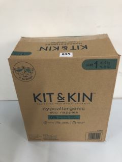 BOX OF KIT & KIN HYPOALLERGENIC ECO NAPPIES - SIZE 1 (2 - 5KG)