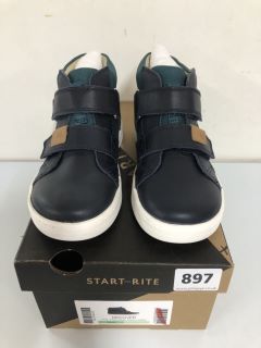 START RITE DISCOVER NAVY / DARK GREEN LEATHER CHILDREN'S SHOES - SIZE 10.5F (629986)