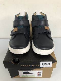 START RITE DISCOVER NAVY / DARK GREEN LEATHER CHILDREN'S SHOES - SIZE 10.5F (629986)