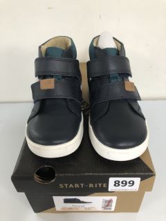 START RITE DISCOVER NAVY / DARK GREEN LEATHER CHILDREN'S SHOES - SIZE 9G (629986)