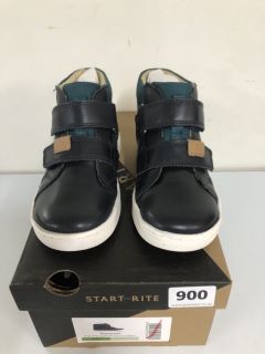 START RITE DISCOVER NAVY / DARK GREEN LEATHER CHILDREN'S SHOES - SIZE 9.5F (629986)